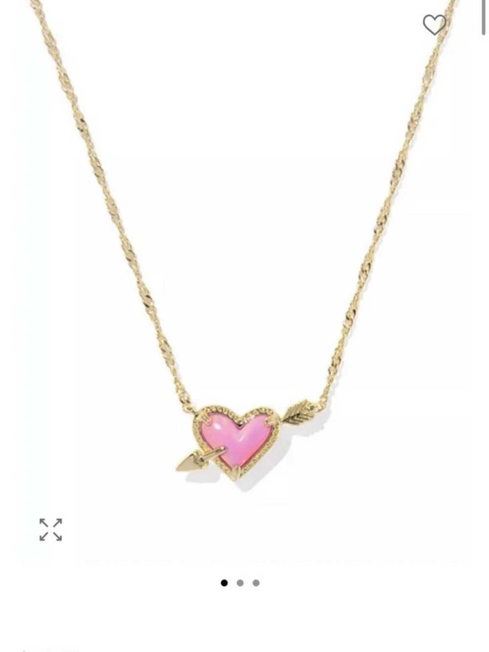 Kendra Scott Gold-Tone Necklace with Pink Heart and Arrow Pendant